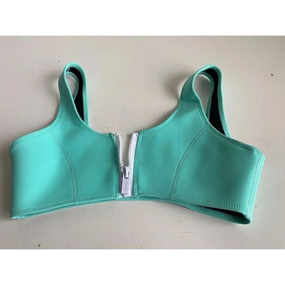 Hoaka Swimwear Bikini Top Neoprene Seafoam Teal Zipper Women’s Sz S+ - Picture 2 of 8